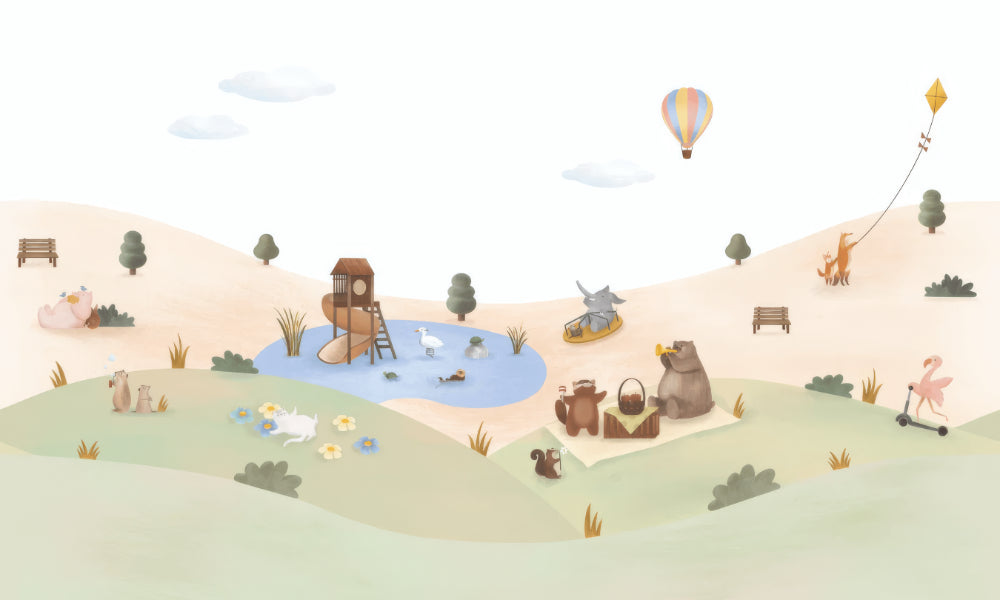 Playful Animals Garden Wall Mural in your room