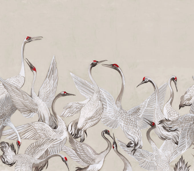 Crane Dance Wallpaper Mural in your room