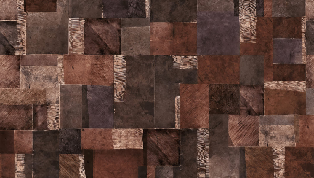 Abstract Wooden Mosaic Wall Mural in your room — zoomed