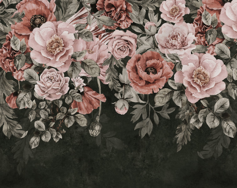 Colorful Roses Wall Mural in your room — zoomed