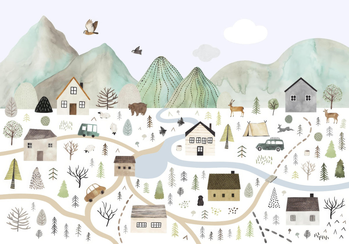 Riverside Glimpse Wall Mural in your room