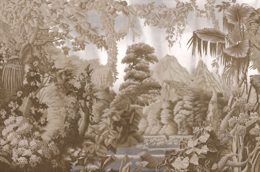 Sepia Forest Wall Mural in your room — zoomed