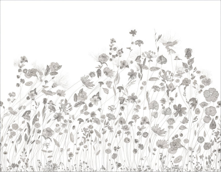 Floral Sketch Wall Mural in your room — zoomed