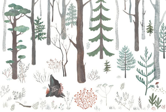 White Forest Wall Mural