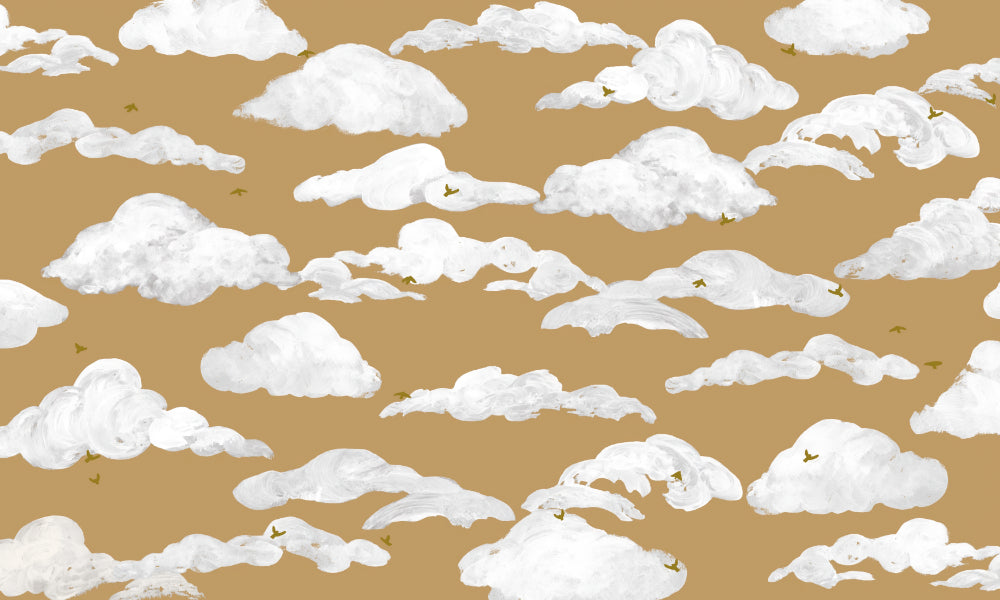 Fluffy Clouds Wall Mural in your room — zoomed