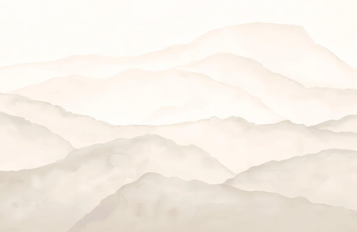 Beige Watercolour Mountains Wall Mural in your room