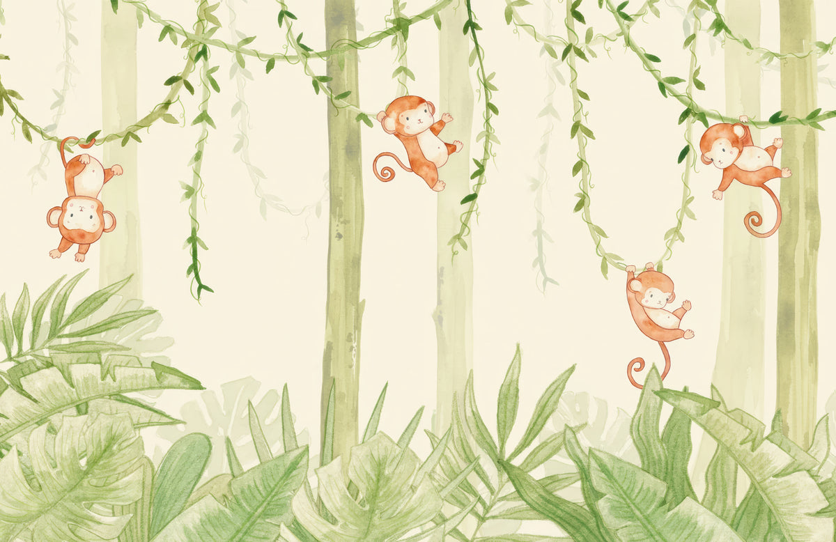 Swinging Monkey Wallpaper Mural in your room
