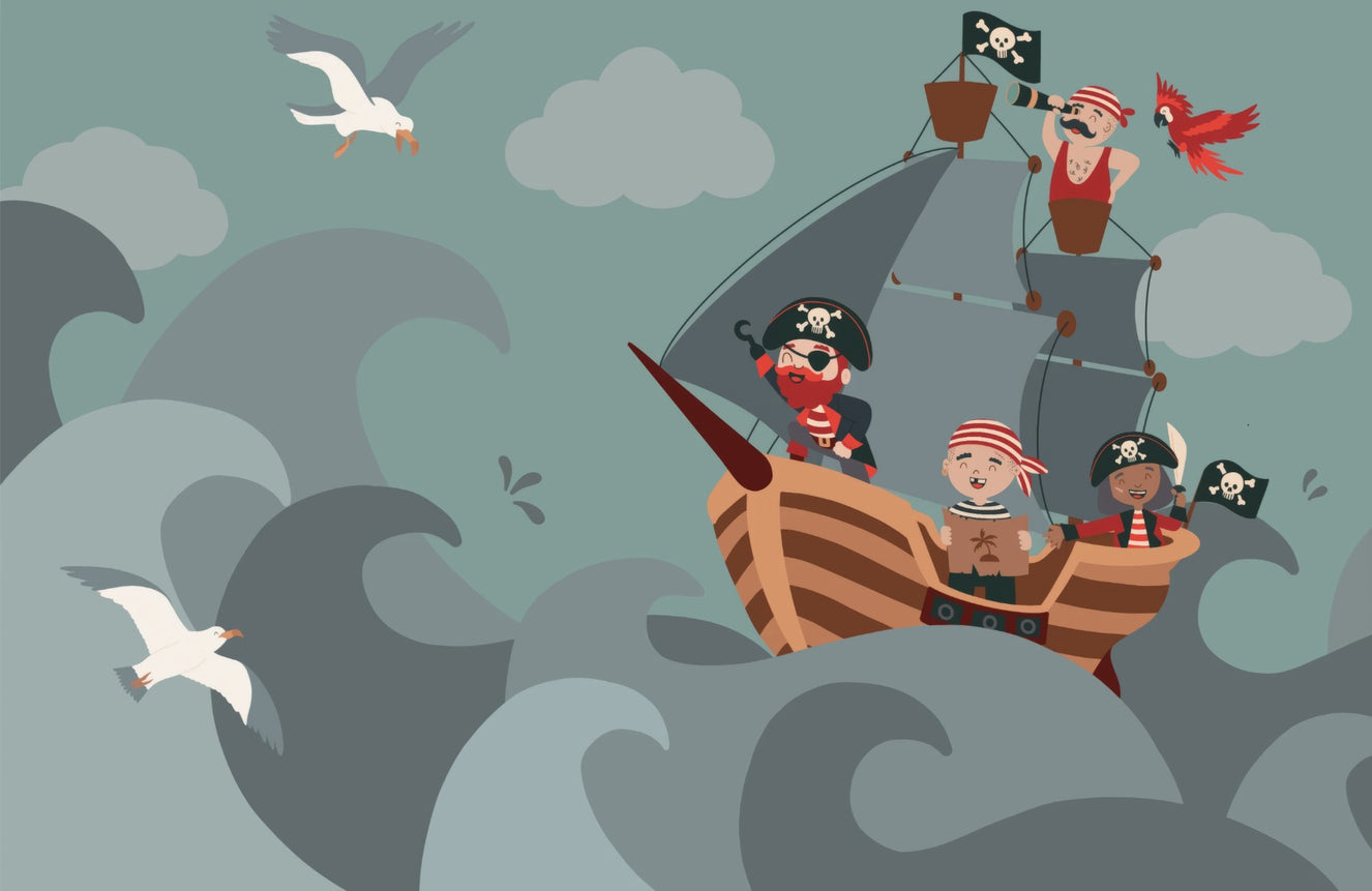 Cartoon Pirate Ship Wall Mural