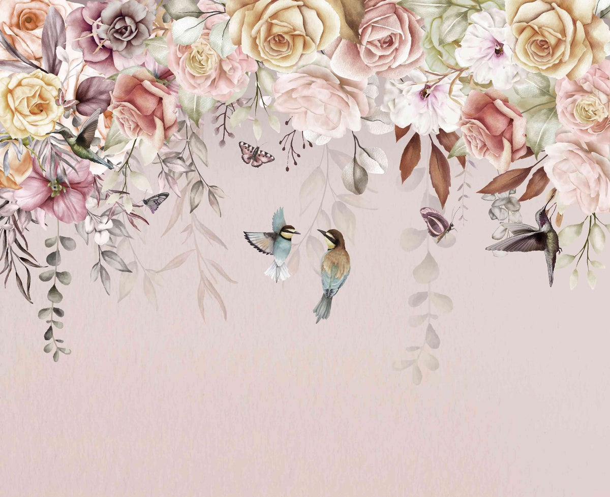 Vintage Blossoms Wall Mural in your room — zoomed