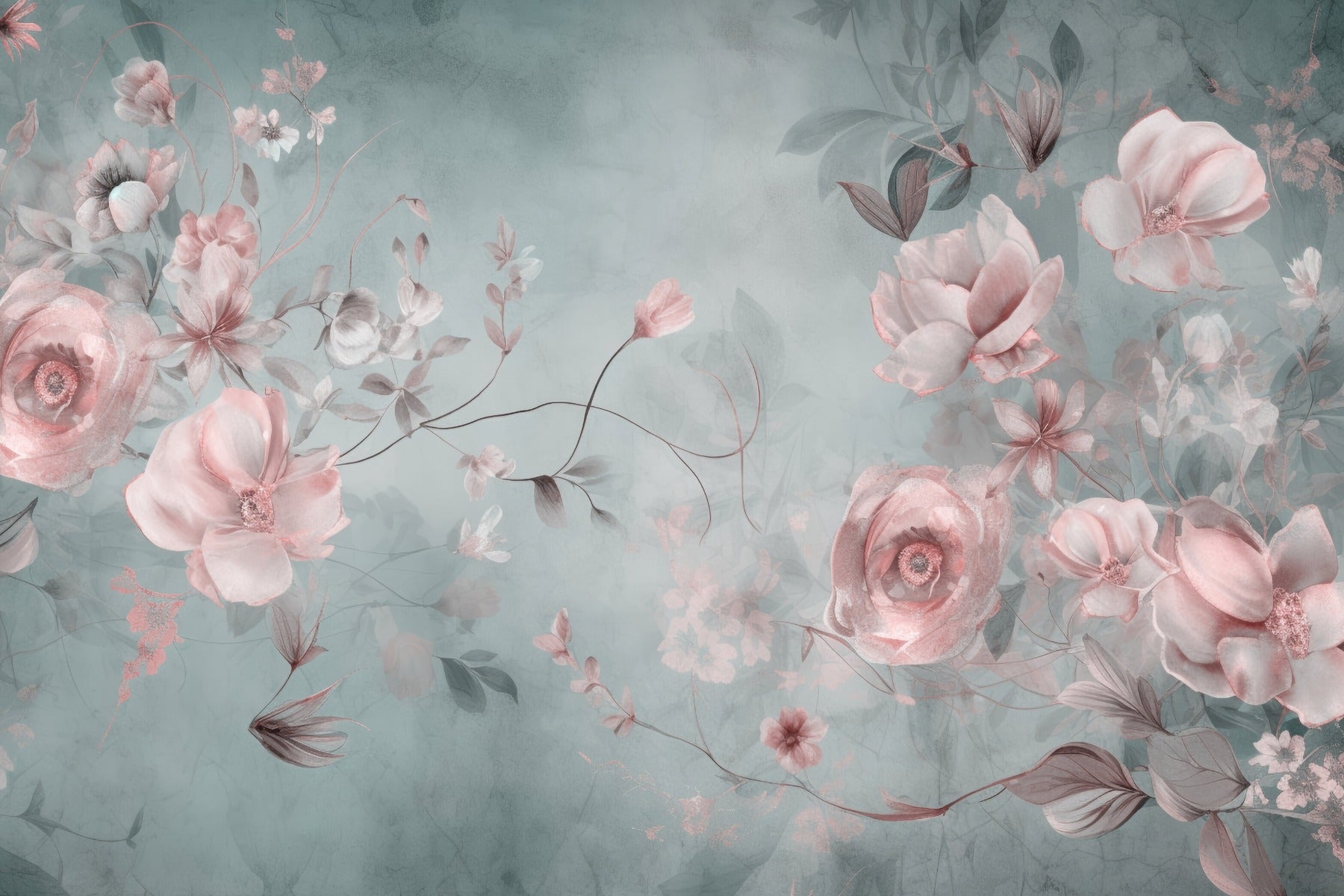 Delicate Blooming Pink Flower Mural