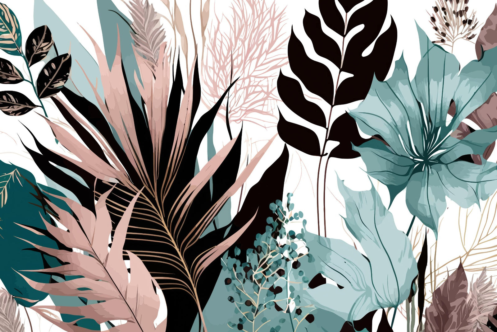 Elegant Floral Exotic Mural Wallpaper