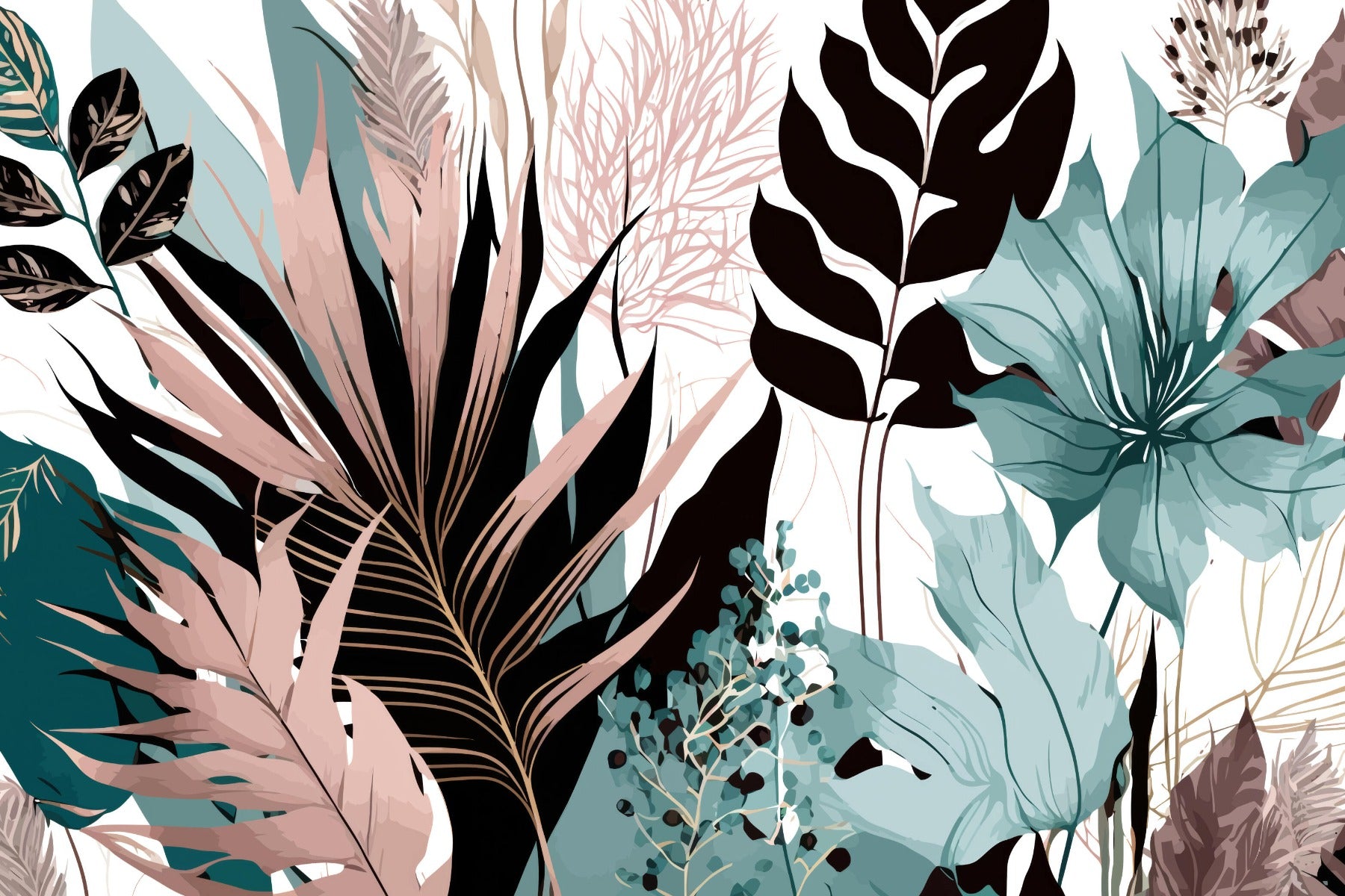 Elegant Floral Exotic Mural Wallpaper in your room — zoomed
