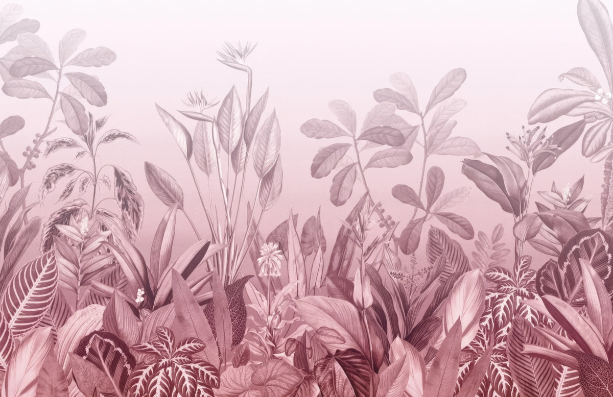 Pink Tropical Jungle Wall Mural