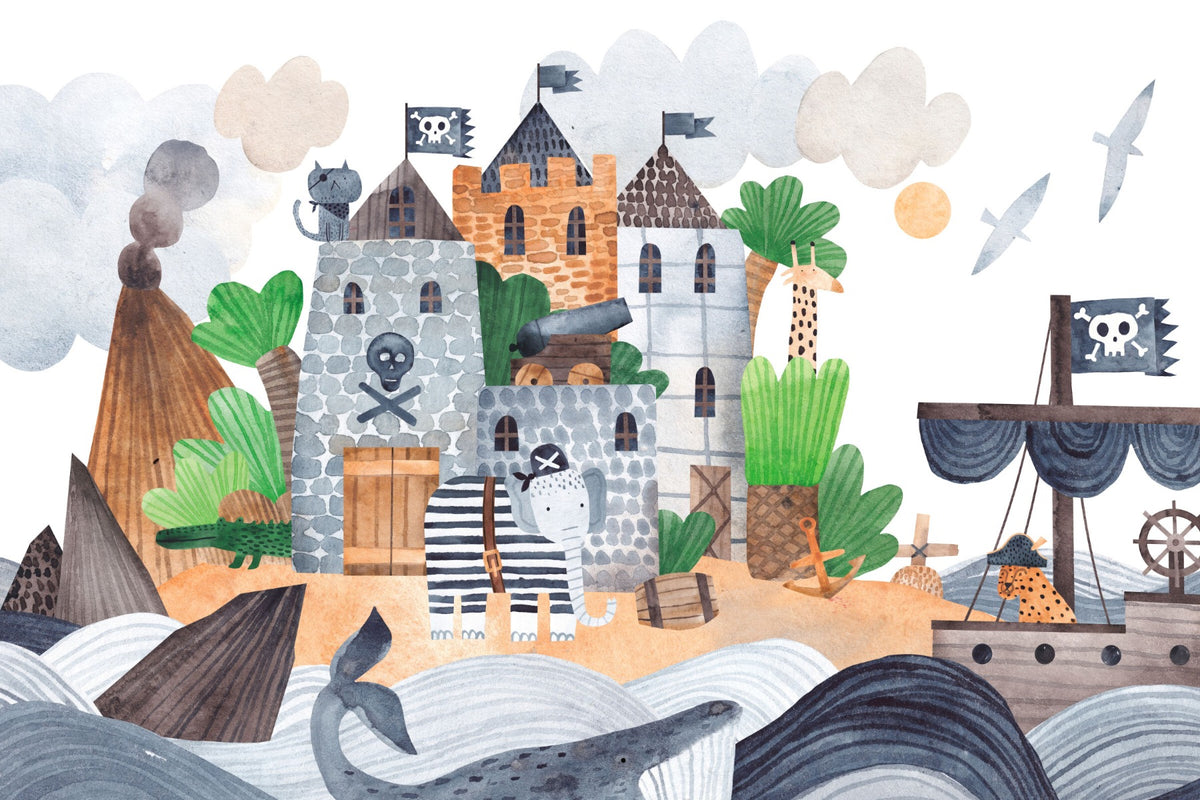 Pirate Fortress Wall Mural for Adventurous Themes in your room — zoomed