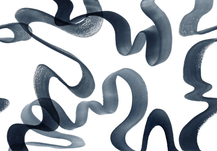 Watercolor Blue Swirls Wallpaper Mural in your room — zoomed