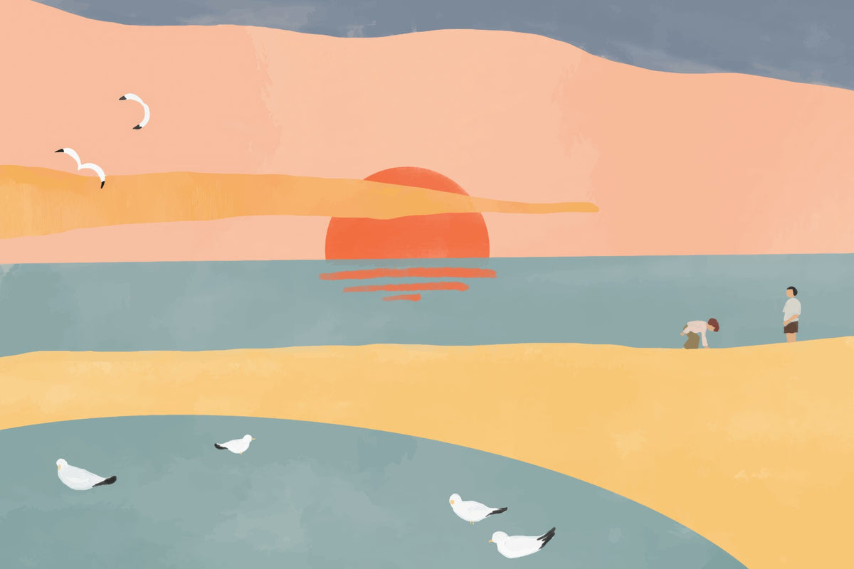 Sandy Sunrise Wallpaper Mural in your room — zoomed