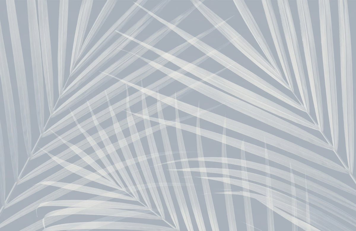 Light Blue Palm Leaves Mural in your room