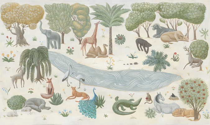 Safari Whispers Wall Mural in your room — zoomed