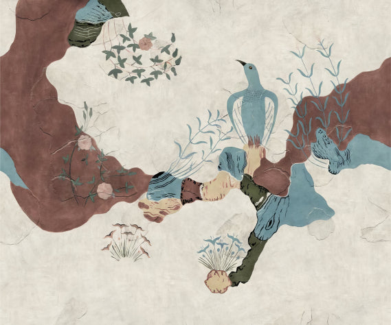 Whimsical Bird Paradise Wall Mural