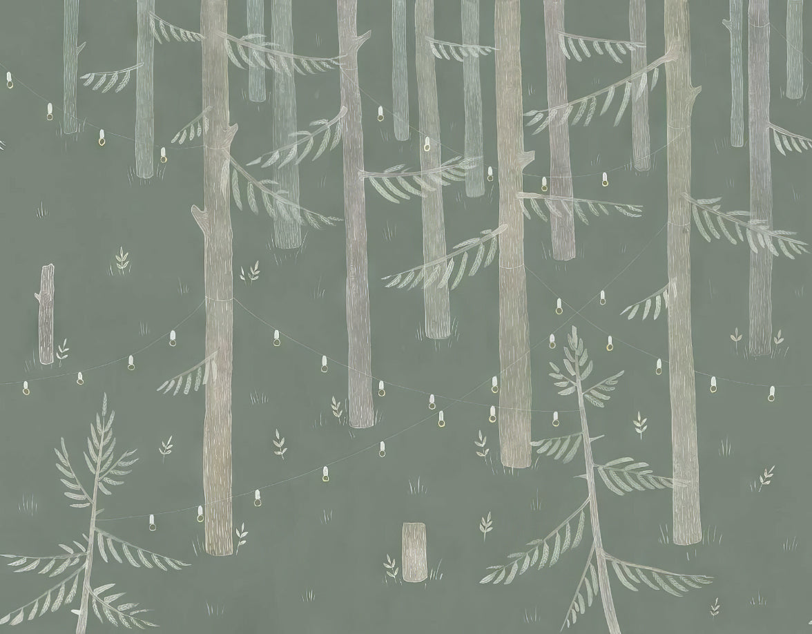 Twilight Trees Light Mural in your room — zoomed