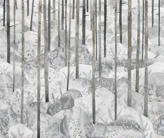Frosty Fern Forest Mural in your room