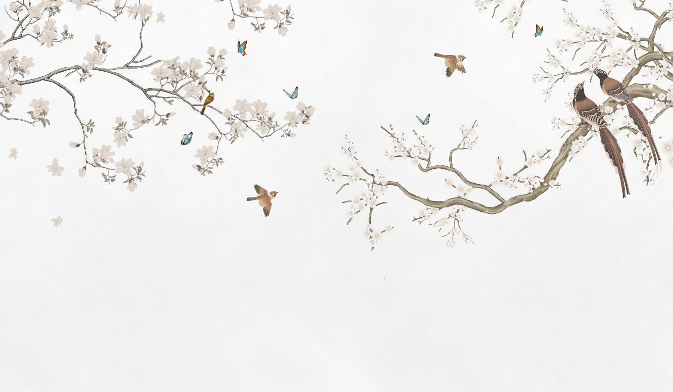 Floral Perch Wall Mural