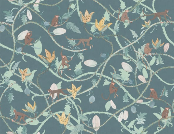Forest Animals Pattern Wall Mural in your room — zoomed