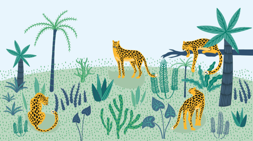 Abstract Leopard Jungle Mural