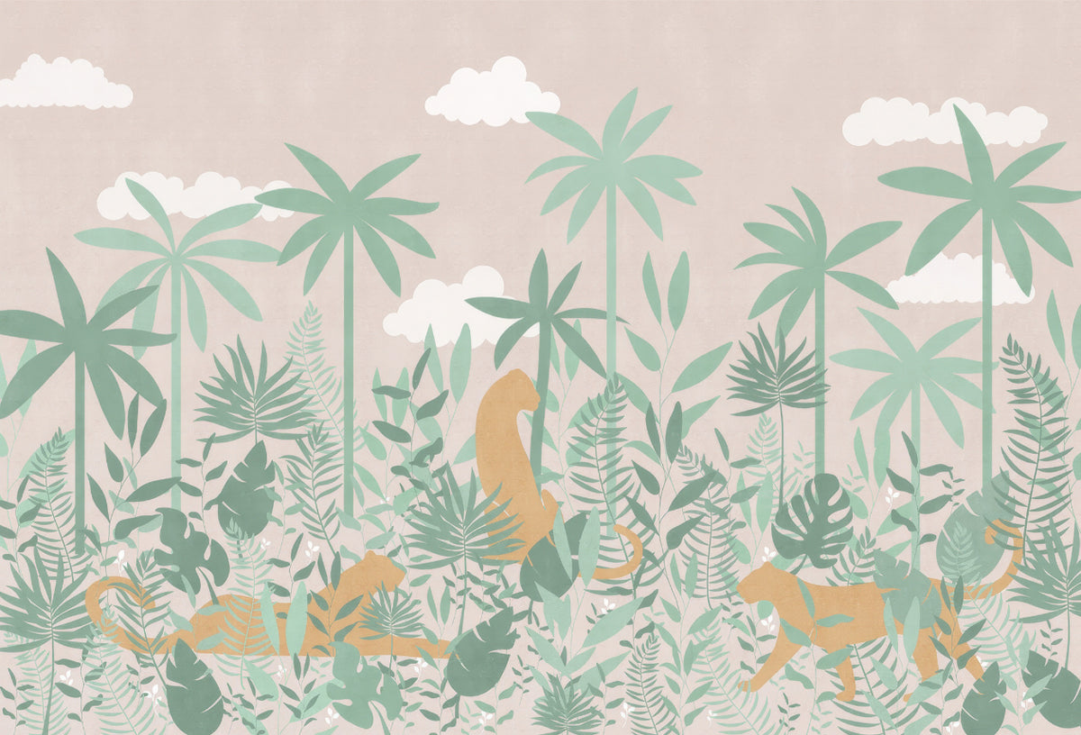 Whimsical Wildcat Garden Mural in your room