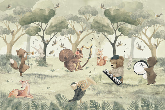 Whimsical Wildlife Concert Wallpaper Mural