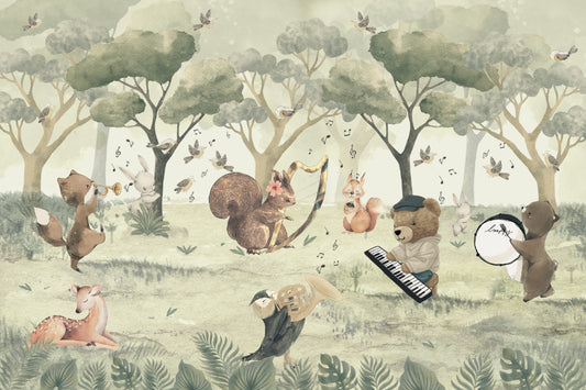 Whimsical Wildlife Concert Wallpaper Mural
