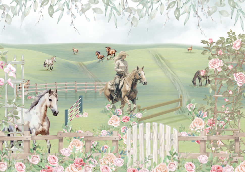 Pastoral Pony Playland Wall Mural in your room