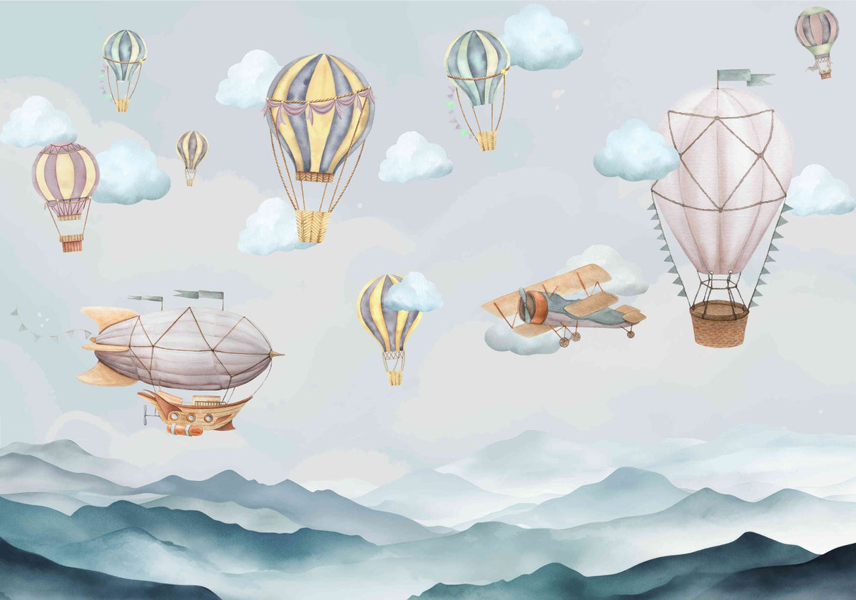 Cloud Drifter Airships Wall Mural in your room — zoomed
