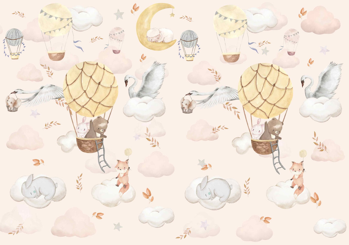 Whimsical Flight Animal Mural in your room