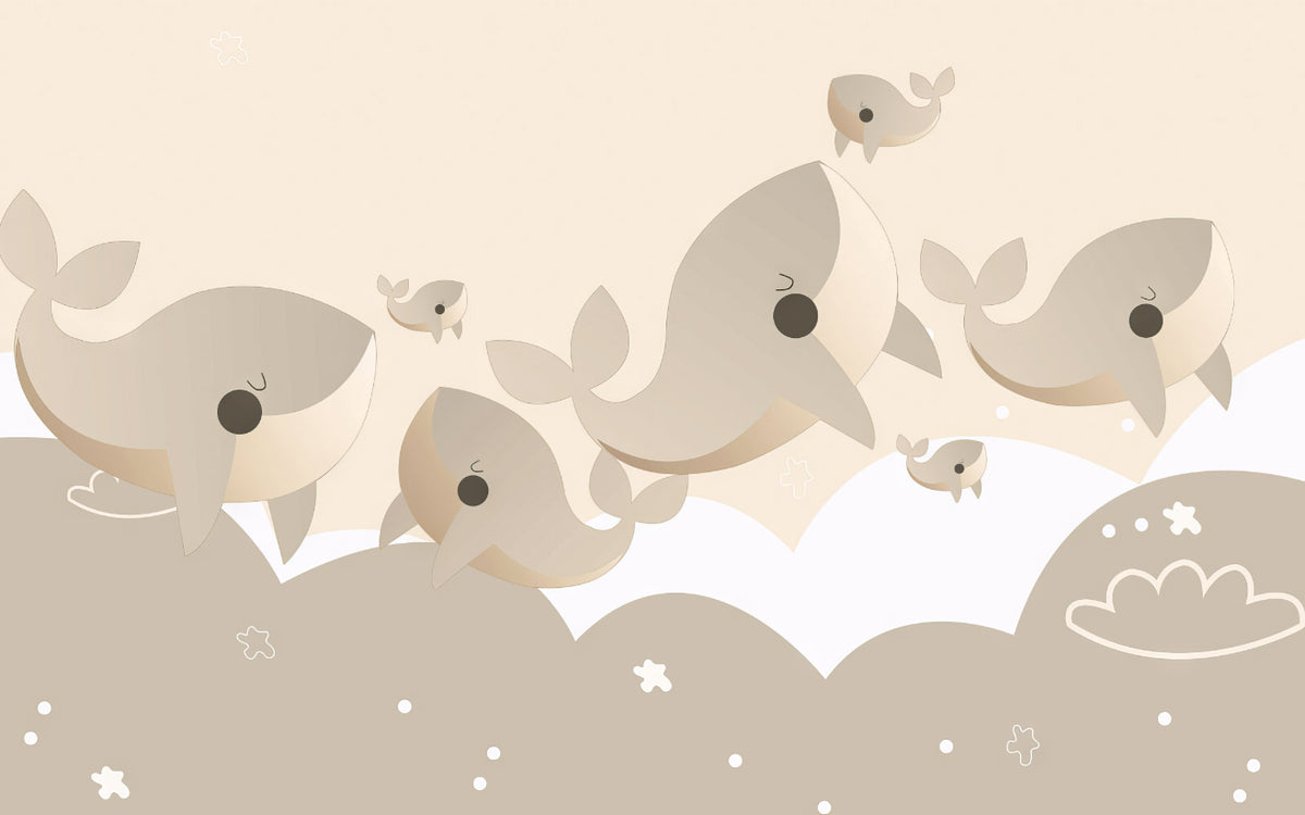 Cuddly Cetaceans Wall Mural in your room