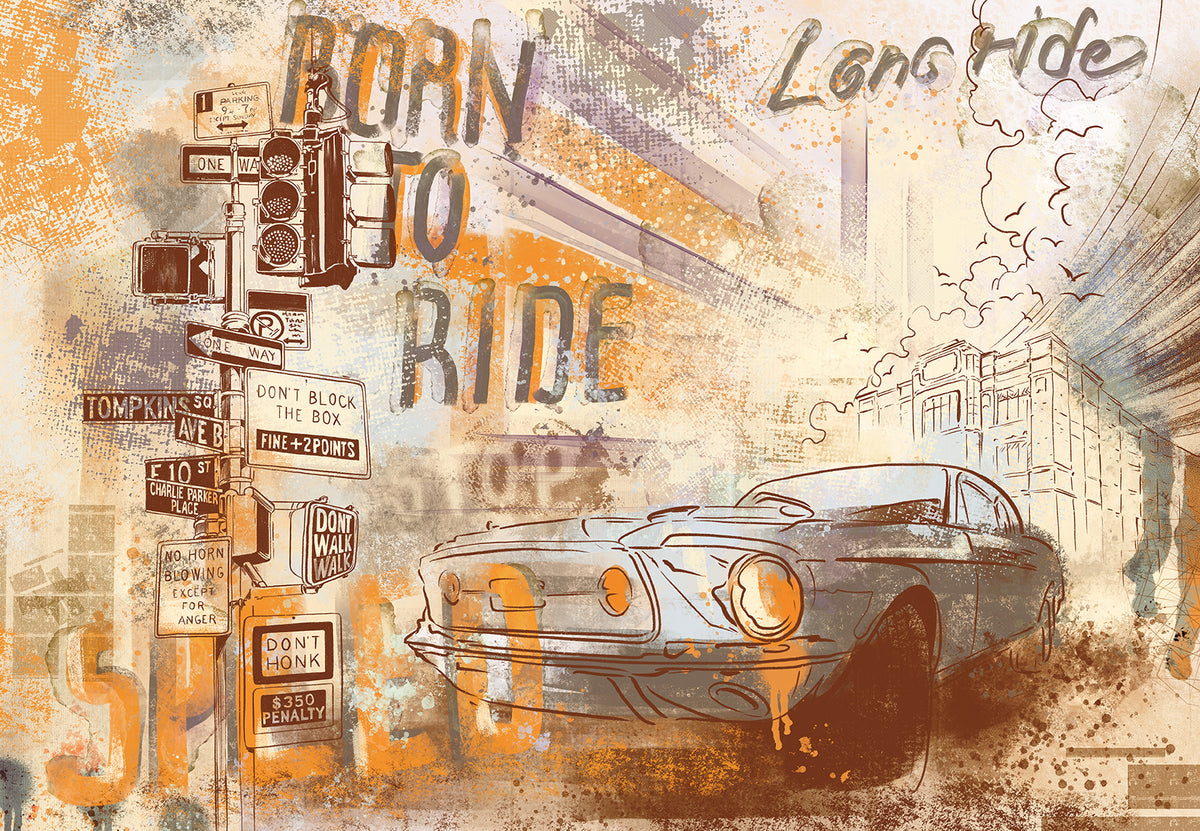 Mustang Mirage Wall Mural in your room — zoomed