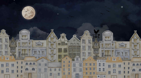 Watercolour Night House Wall Mural