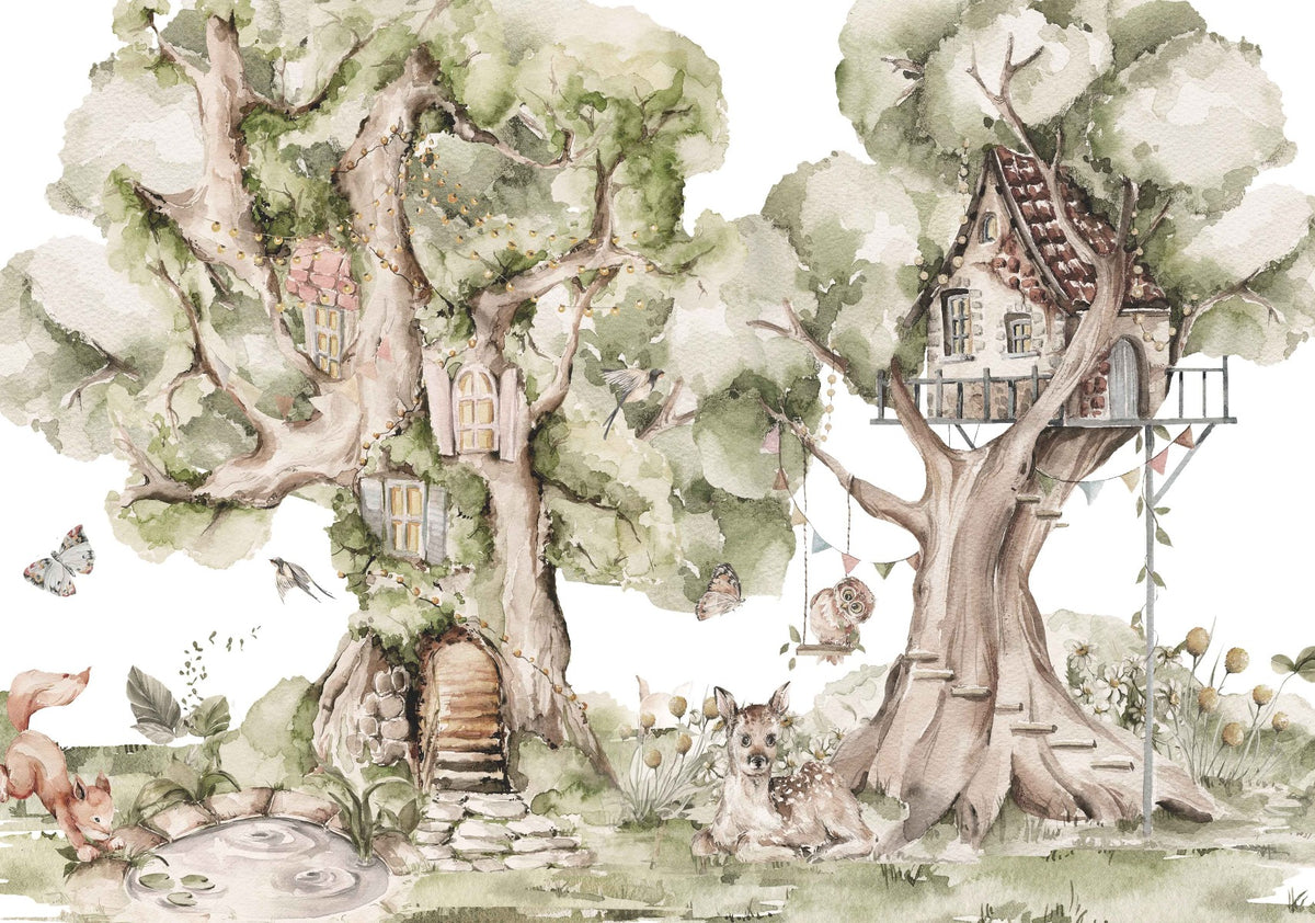 Critter Cottage Wall Mural in your room — zoomed