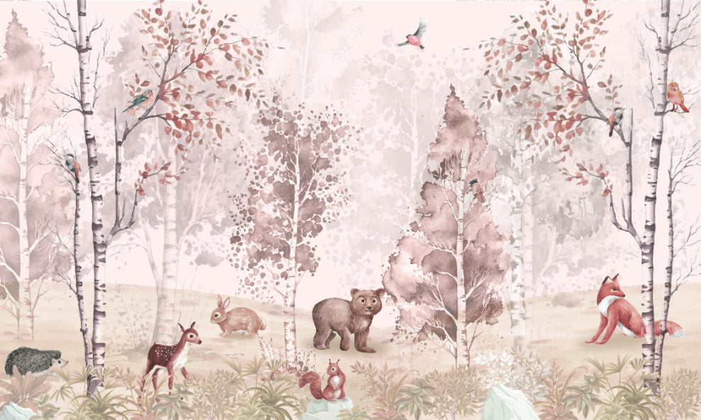 Frolic Forest Fables Wall Mural in your room — zoomed