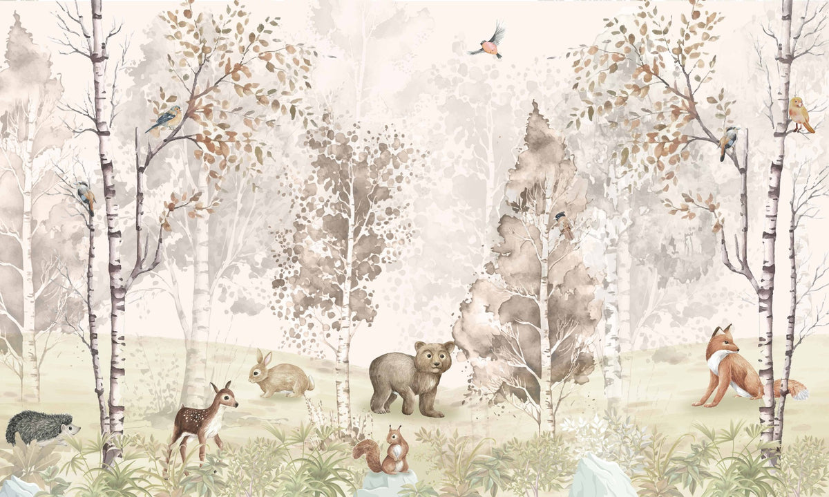Magical Menagerie Woodland Mural in your room — zoomed