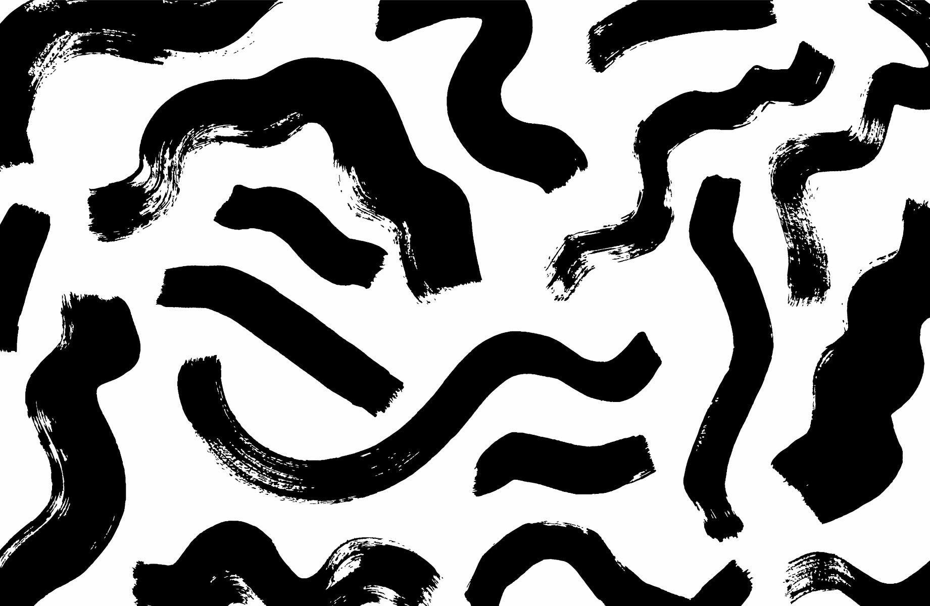 Modern Art Black Brushstrokes Wallpaper in your room — zoomed