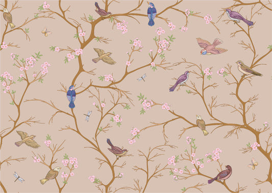 Beige Chinoiserie Wall Mural