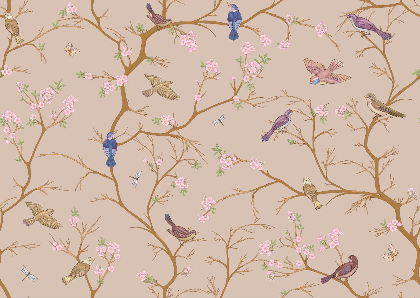 Beige Chinoiserie Wall Mural