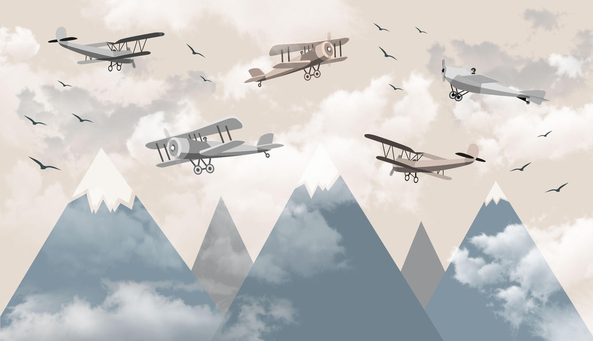 Vintage Aircraft Wall Mural in your room — zoomed