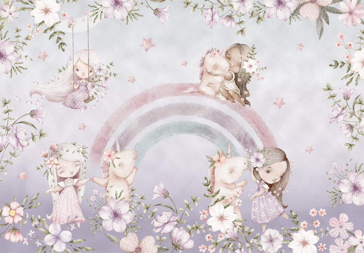 Whimsical Rainbow Wall Mural in your room