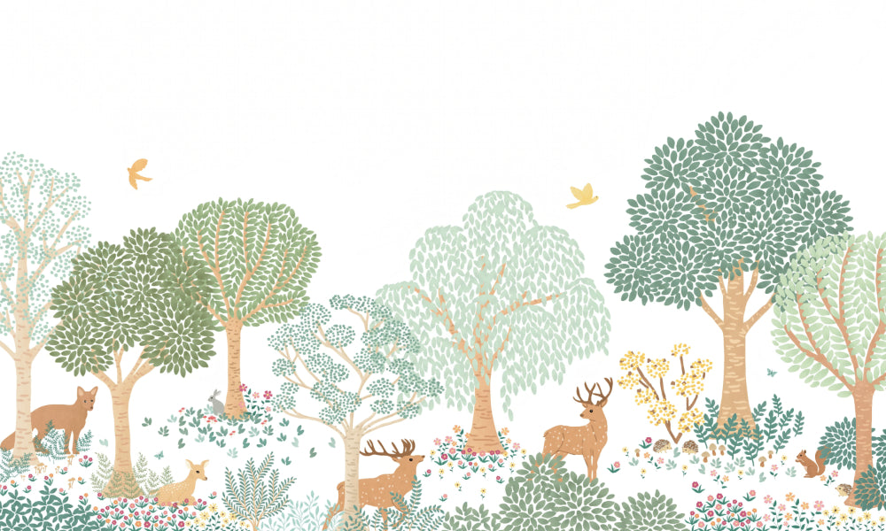 Green Forest Animals Wall Mural in your room