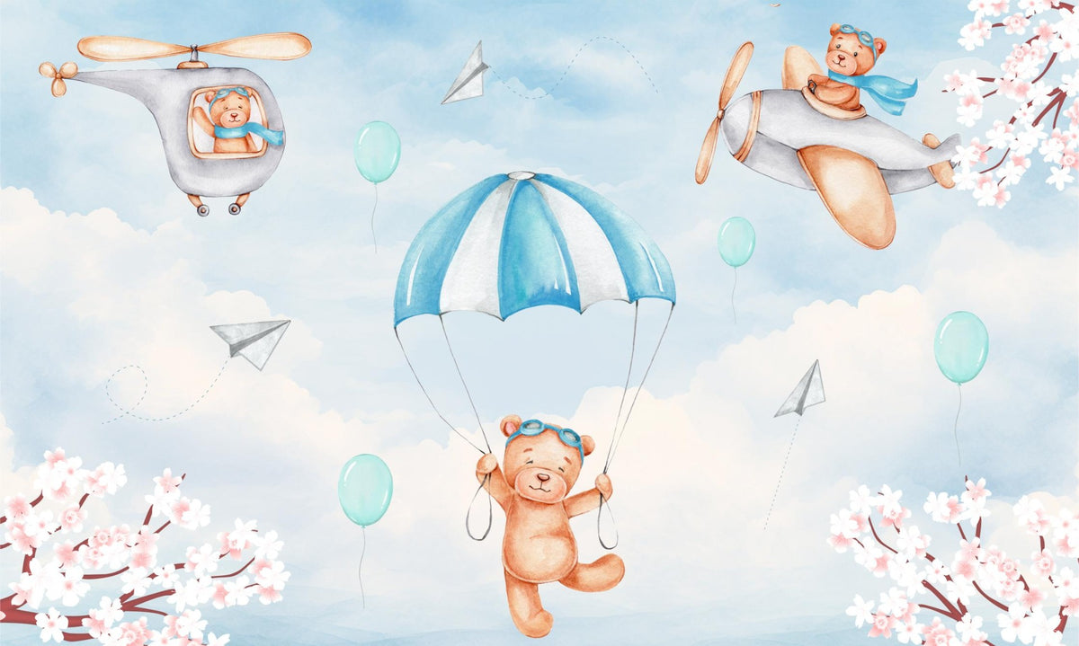 Dreamy Sky Adventure Wall Mural in your room — zoomed