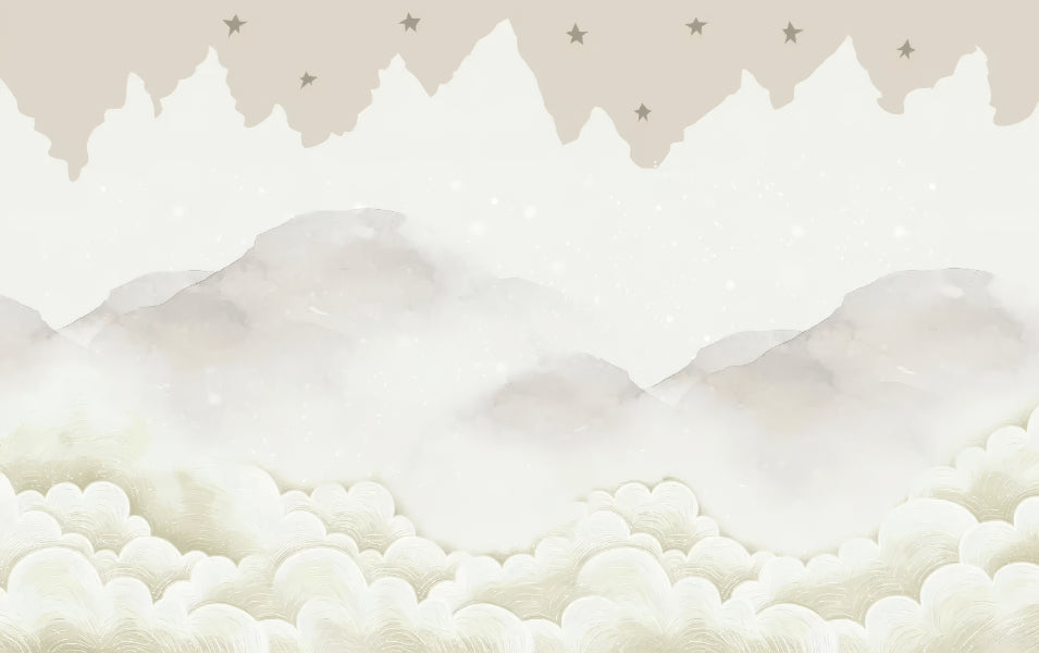 Serene Mountain Peaks Mural - Giffywalls