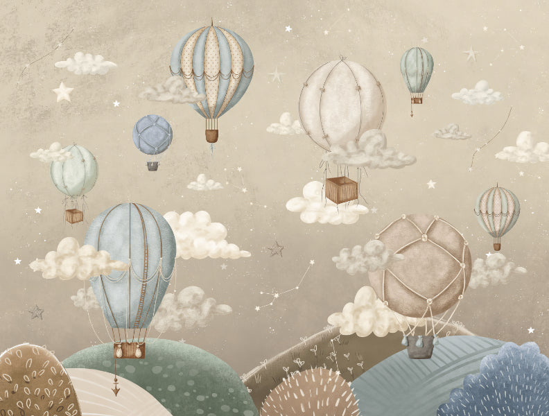 Dreamy Balloon Adventure Wall Mural in your room — zoomed