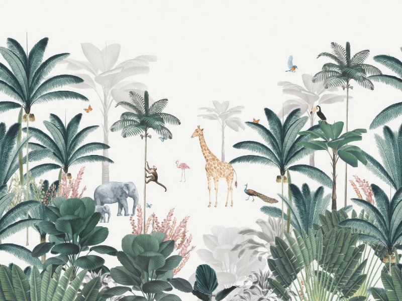Tropical Safari Wall Mural in your room — zoomed